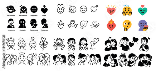 Diverse emoji expressions compilation