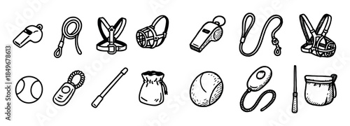 Dog Trainer Equipment Icons