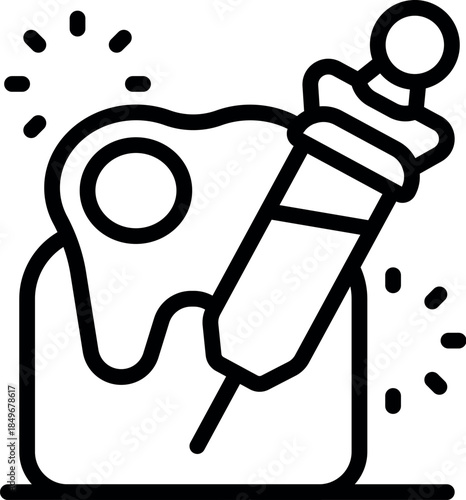 Dental sealant being applied to a molar, preventing cavities and promoting oral health