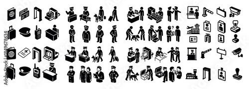 Airport security icons collection
