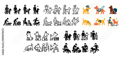 Service dogs and handlers in action