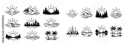 Sketch Sunset Icons