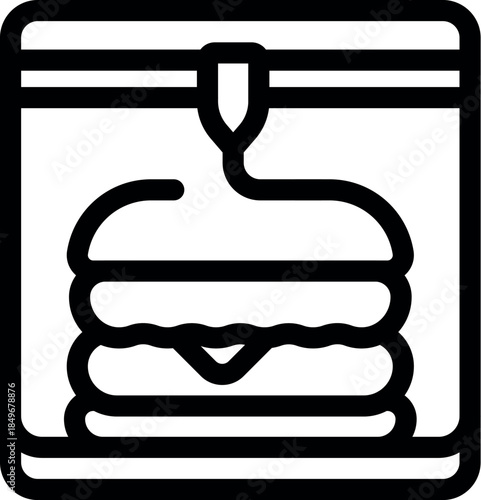 Innovative technology creating a burger with a 3d printer, representing the future of food production