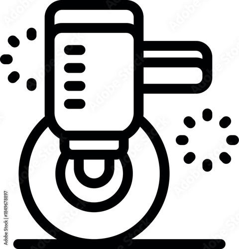 Electric polishing machine is operating, creating sparks and achieving a smooth surface