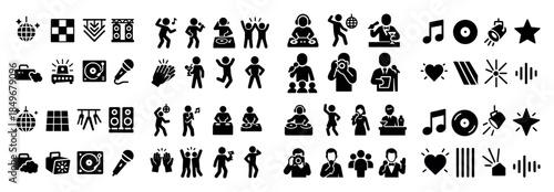 Silhouettes of party and music icons
