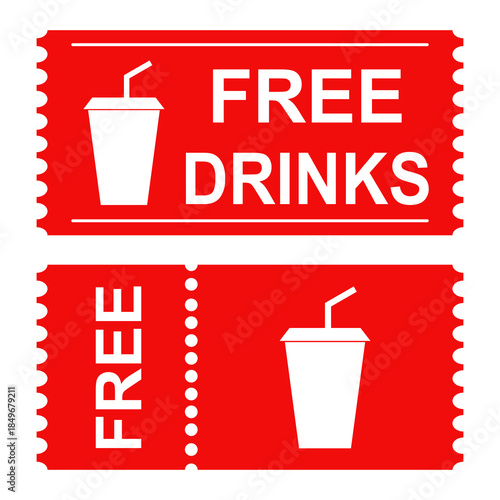 Free drink coupon icon, Discount coupon icon, editable clip art for your event or business. flat vector illustration isolated on white background