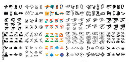 Variety of paper plane icons set