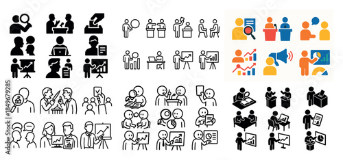 Diverse business icon set collection