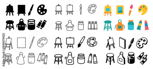 Art supplies icons collection
