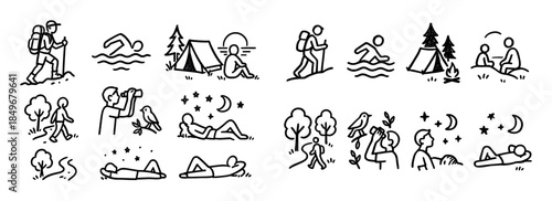 Natural Activities Sketch Icons