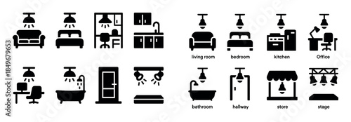 LED Lighting Icons Grid