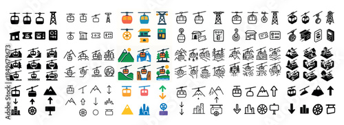 Cable car icons in different styles
