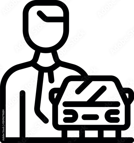 Car dealer presenting a new vehicle, symbolizing automotive sales, dealerships, and the car industry