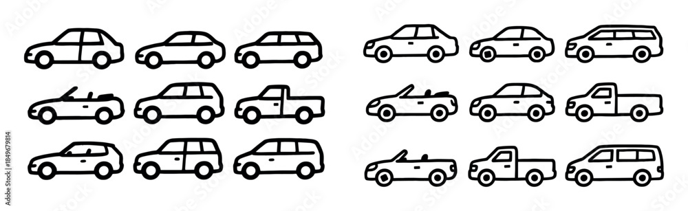 Naklejka premium Car Doodle Icons