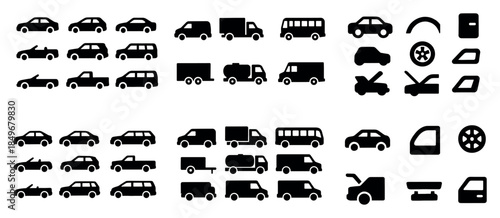 Variety of vehicle silhouettes collection