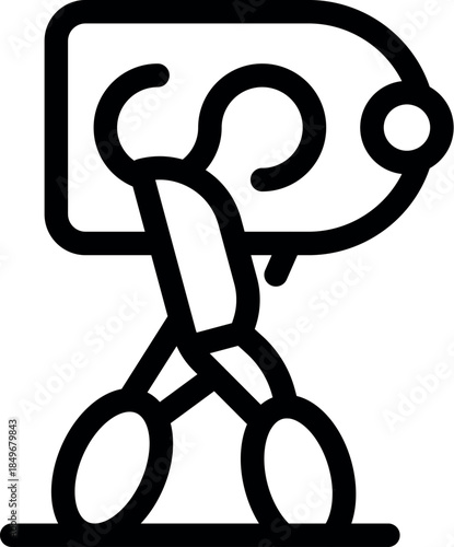 Scissors are walking and carrying a price tag, representing sales, discounts, and bargain hunting