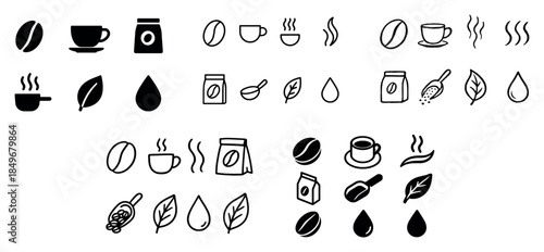 Coffee and tea icons collection