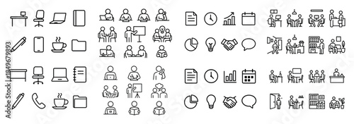 Office work icons set