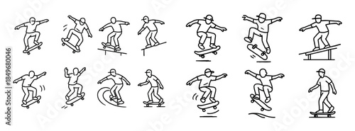 Skateboarding Icon Grid