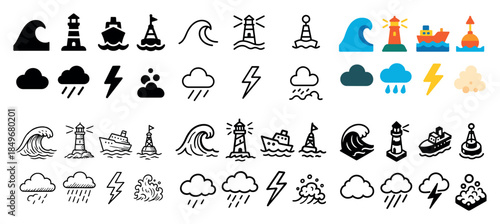 Nautical and weather icon collection