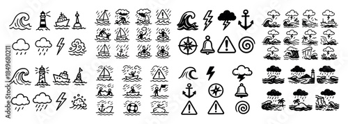 Nautical symbols and weather icons