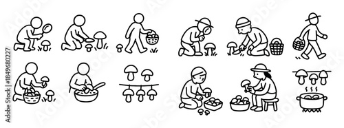 Mushroom Picking Icons