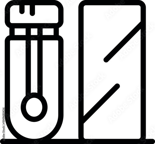 Density meter is measuring physical properties of rectangular sample, determining its density and specific gravity