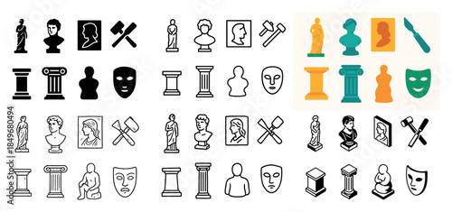 Classical art icons and sculptures