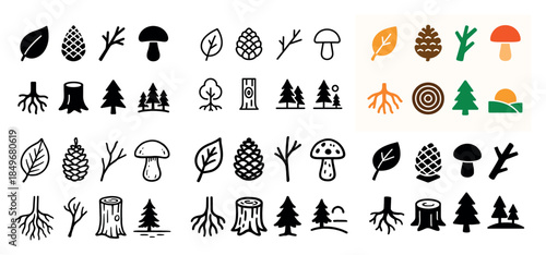 Nature icons collection: trees and plants