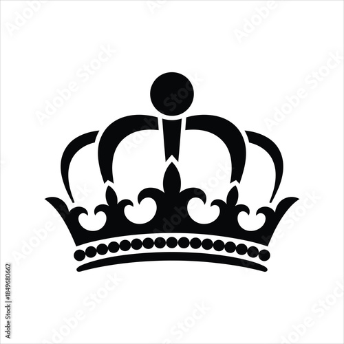 Black crown showcases regal embellishments against a clean, elegant transparent background