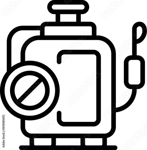 Chemical sprayer with stop sign, symbolizing a ban or restriction on chemical usage, promoting environmental protection and sustainable practices
