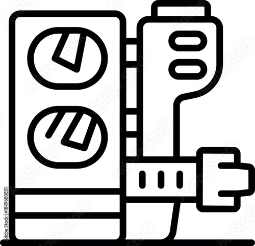 Electric control panel with two round gauges, connected to a device with a connector, ideal for industrial automation and control systems