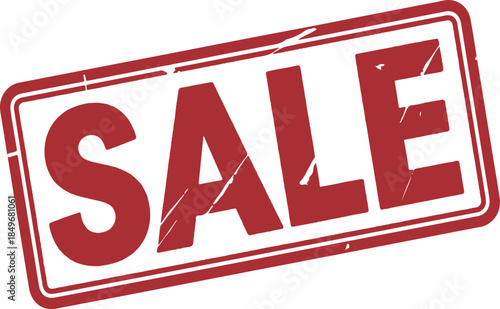 Red "SALE" Rubber Stamp Graphic with a Distressed Texture


