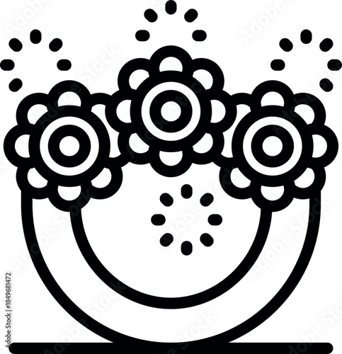 Flower crown with fireworks exploding, celebrating a festive occasion