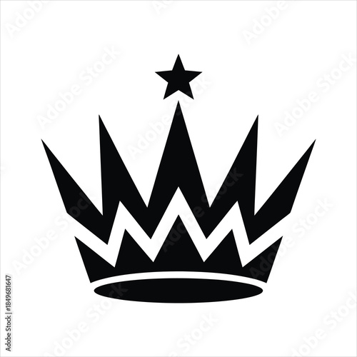 The simplified royal crown featuring a sharp star at the top shows regal elegance