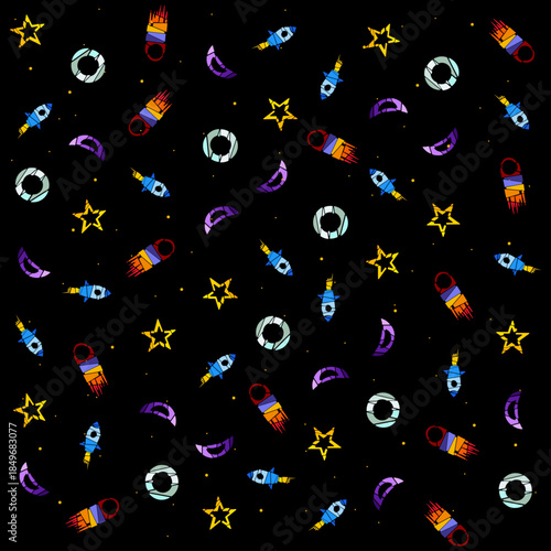 Space fragmented seamless pattern design