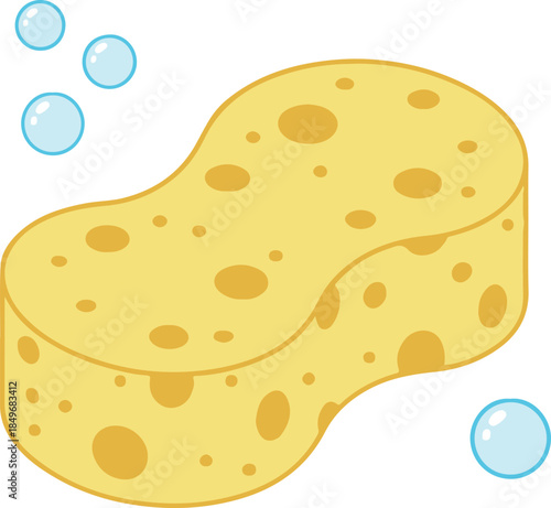 A yellow sponge with bubbles, clean and absorbent vector illustration

