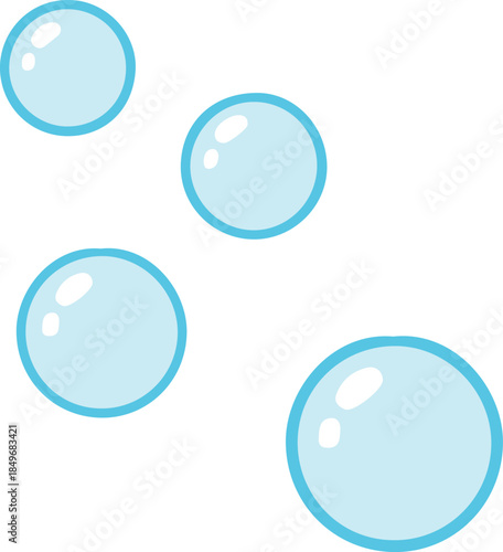 Four floating light blue bubbles, simple and airy vector illustration

