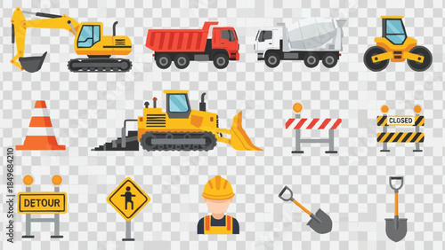 Construction Equipment Set of Icons.