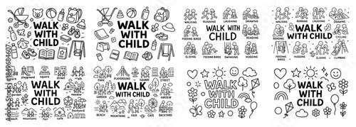 Parent-child activities and outings illustrations