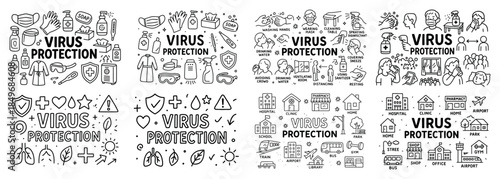 Virus protection symbols and health precautions