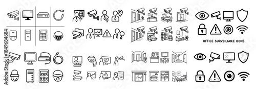Office surveillance equipment icons