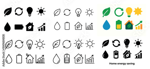 Energy and ecology icon set collection