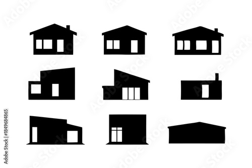 Modern house silhouettes home building