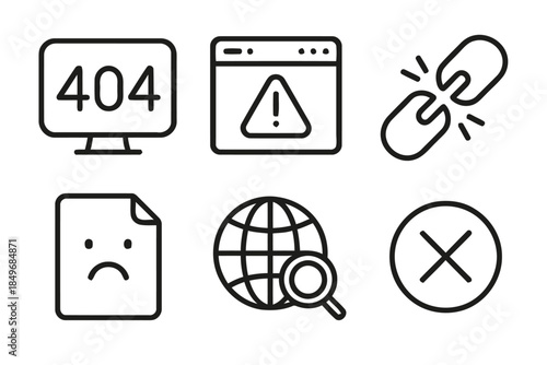 Modern Icon Set of Internet Problems