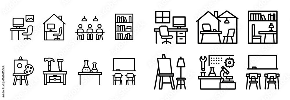 Fototapeta premium Workplace Icon Grid