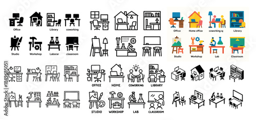 Workspace icons and minimalist designs