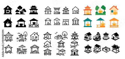 Collection of café and pavilion icons