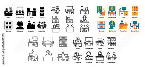 Office icons for freelancers and teams
