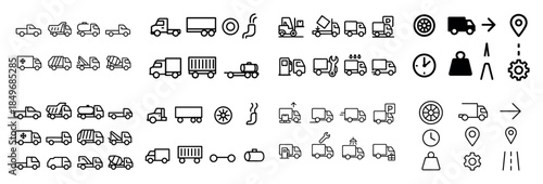 Collection of vehicle and logistics icons